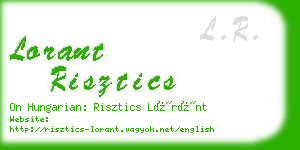 lorant risztics business card